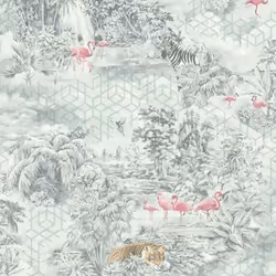 Mayang Geometric Jungle Themed Wallpaper Modern Feature Wall Green