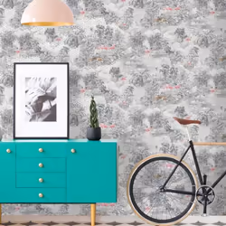 Mayang Geometric Jungle Themed Wallpaper Modern Feature Wall Grey