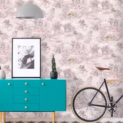 Mayang Geometric Jungle Themed Wallpaper Modern Feature Wall Pink