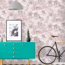Mayang Geometric Jungle Themed Wallpaper Modern Feature Wall Pink