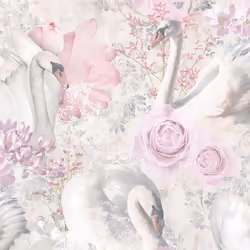 Holden Decor Fantasia Glitter Swans Pink Wallpaper 90700