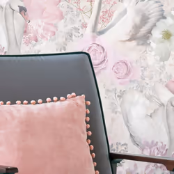 Holden Decor Fantasia Glitter Swans Pink Wallpaper 90700