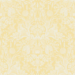 Animal Print Floral Wallpaper Flowers Hedgehogs Rabbits Butterflies Yellow