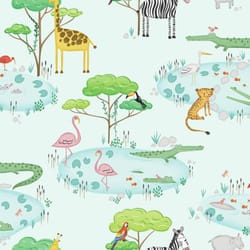 Holden Decor Over the Rainbow Crocodile Lake Light Teal Wallpaper 90932