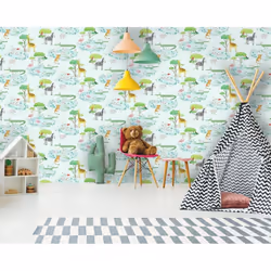 Holden Decor Over the Rainbow Crocodile Lake Light Teal Wallpaper 90932
