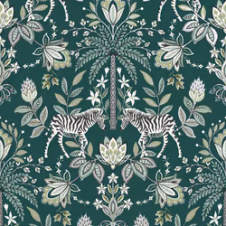 Holden Decor Etosha Green Wallpaper Floral Animal Print Metallic