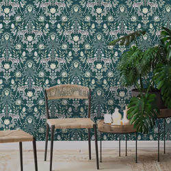 Holden Decor Etosha Green Wallpaper Floral Animal Print Metallic