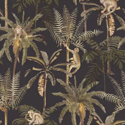 Holden Ateles Monkey Jungle Palms Botanical Wallpaper Feature Wall Smooth Finish