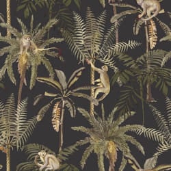Holden Ateles Monkey Jungle Palms Botanical Wallpaper Feature Wall Smooth Finish