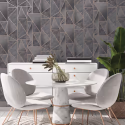 Charon Geometric Wallpaper Charcoal/Rose Gold Holden 91142