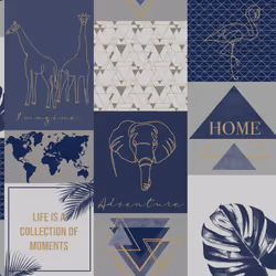 Holden Decor Adventure Navy Wallpaper Animal Print Leaf Textured