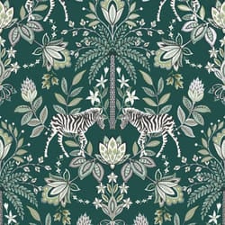 Holden Decor Wonderland Zebra Safari Teal Wallpaper 91203