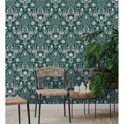 Holden Decor Wonderland Zebra Safari Teal Wallpaper 91203