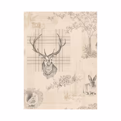 Richmond Highland Stag Wallpaper Holden - Charcoal