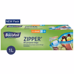 Bacofoil Zip n Seal Food Freezer All Purpose Zipper BagsâBPA FreeâSML