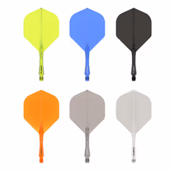 Winmau Fusion Solid White Short Intergrated Dart Flight and Shaft System - 1 Set per Pack (3 Flights and shafts in Total)