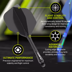 Fusion Fluoro Yellow Medium Intergrated Dart Flight and Shaft System - 1 set per pack (3 flights and shafts in total)