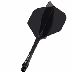 Winmau Fusion Solid Black Medium Intergrated Dart Flight and Shaft System - 1 Set per Pack (3 Flights and shafts in Total)