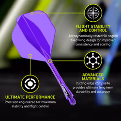 Darts Fusion Integrated Flight & Shaft System - No.2 Shape & Design - Purple Colour, Medium Length