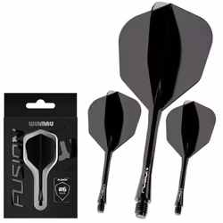 Darts Fusion Integrated Flight & Shaft System - No.6 Shape & Design - Black Colour, Medium Length