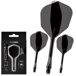 Darts Fusion Integrated Flight & Shaft System - No.6 Shape & Design - Black Colour, Medium Length