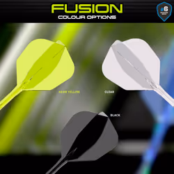 Darts Fusion Integrated Flight & Shaft System - No.6 Shape & Design - Black Colour, Medium Length