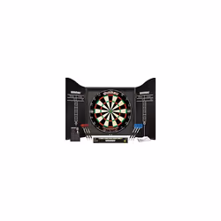 WINMAU Professional Dart Set includes Diamond Plus Dartboard - Black High Quality Cabinet - 2 Sets of Darts - Official Oche L ...