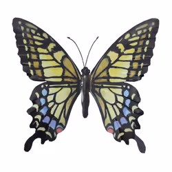 Primus Large Metal Butterfly Garden Wall Art Gift - Yellow, Blue and Black