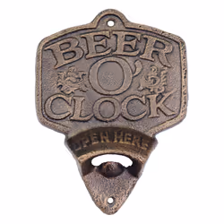 Beer O'Clock Cast Iron Wall Mounted Bottle Opener Bar Vintage Man Cave Pub Gift