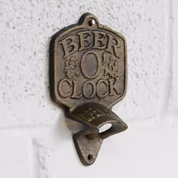 Beer O'Clock Cast Iron Wall Mounted Bottle Opener Bar Vintage Man Cave Pub Gift