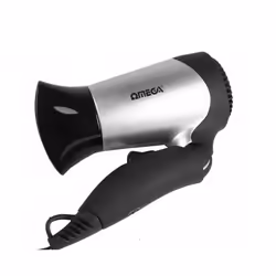 Omega Travel Hair Dryer 1200w 2 Heat/Speed Settings Foldable 20128