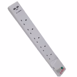 Omega 21296 2M 6 Way Extension Lead Multi Plug Socket Twin USB Ports