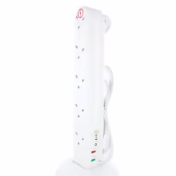 Omega 21405 Mains Extension Lead Tower 10 Way Gang Surge Protected 13A - White