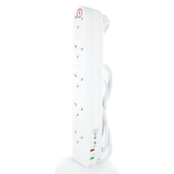 Omega 21405 Mains Extension Lead Tower 10 Way Gang Surge Protected 13A - White