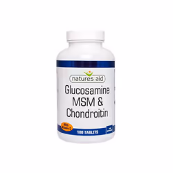 Natures Aid Glucosamine 500mg MSM 500mg + Chondroitin 100mg (with Vit C) , 180 Tablets