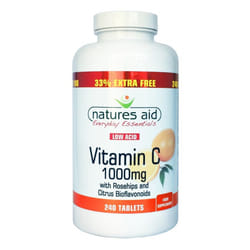 Natures Aid Vitamin C Low Acid, 1000mg, 240 Tablets, 33% Extra Free