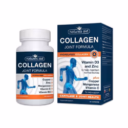 Natures Aid Collagen Joint Formula Hydrolysed Collagen with Vitamin D3 & Zinc - 60 Capsules