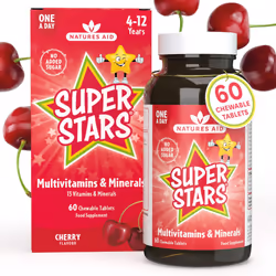 Super Stars Multivitamin & Minerals for Children 4-12 Years, 60 Chewable Tablets, 60 Tablets