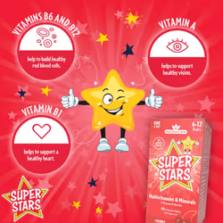 Super Stars Multivitamin & Minerals for Children 4-12 Years, 60 Chewable Tablets, 60 Tablets