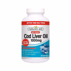 Natures Aid Cod Liver Oil 1000mg High Strength 90 Softgels