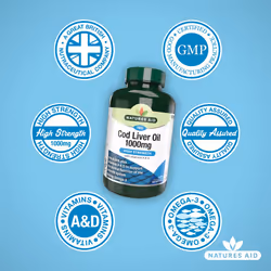 Cod Liver Oil, 1000 mg, 180 Softgel Capsules (High Strength, 254 mg Omega-3 with Vitamins A and D for Normal Function of the Immune System, Made in