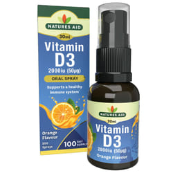 Vitamin D3 Daily Oral Spray 30ml - Natural High Strength 2000iu Supports Bones Teeth Healthy Immune System - Pill Tablet Capsule Free Liquid