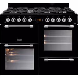 Leisure CK100F232K 100cm Dual Fuel Range Cooker with Seven Gas Burners, Freestanding cooker, Black, Rotary, Metal, Front, Met ...
