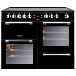 Leisure CK100C210K 100cm Electric Range Cooker with Five Ceramic Zones, Freestanding cooker, Black, Rotary, Stainless steel, ...