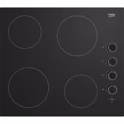 Beko HCC64103 60cm Ceramic Hob with Side Knob Controls, Black, Built-in, 58 cm, Ceramic, Glass-ceramic, 4 zone(s)