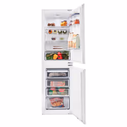 Beko BCSD150 Integrated Fridge Freezer with Chrome Wire Rack, 265 L, SN-ST, 39 dB, 4.7 kg/24h, F, White