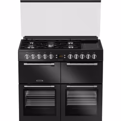 Leisure CC100F521K 100cm Dual Fuel Range Cooker with Glass Top Lid, Freestanding cooker, Black, Rotary, Stainless steel, Meta ...