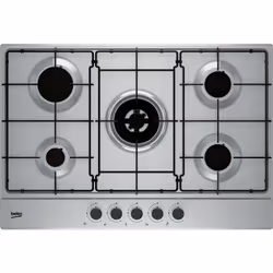 Beko HIAW75224SX 75cm Gas Hob with Front Knob Controls, Stainless steel, Built-in, Gas, Cast-iron, 5 zone(s), 5 zone(s)