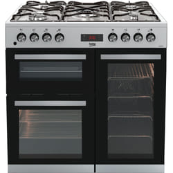 Beko KDVF90X 90cm Double Oven Range Cooker with 5 Burner Gas Hob