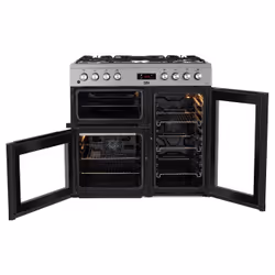 Beko KDVF90X 90cm Double Oven Range Cooker with 5 Burner Gas Hob